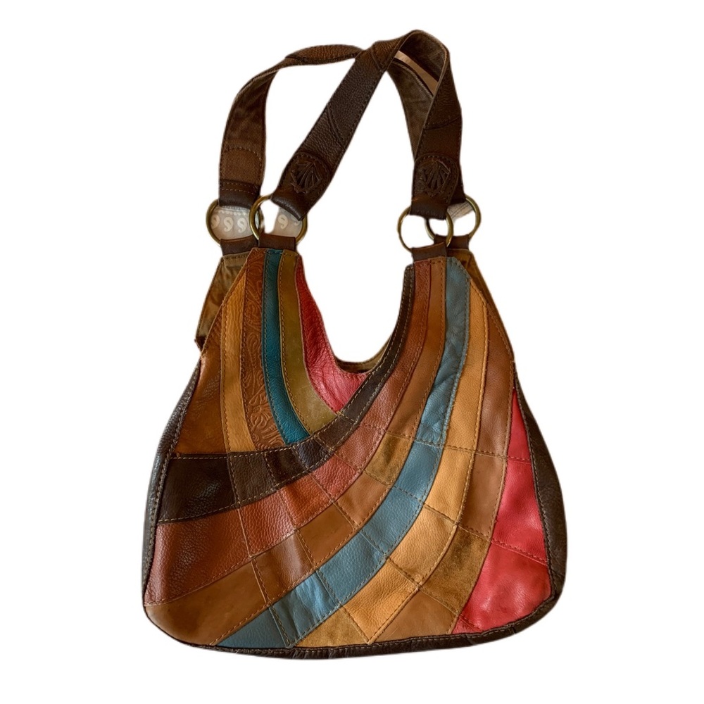 Lucky brand leather patchwork shoulder purse